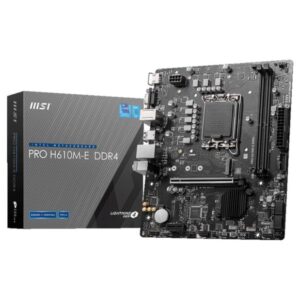Intel procesoriaus pagrindinė plokštė MSI  Mainboard||Intel H610|LGA1700|MicroATX|Memory DDR4|Memory slots 2|1xPCI-Express 1x|1xPCI-Express 16x|1xM.2|1x15pin D-sub|1xHDMI|4xUSB 2.0|2xUSB 3.2|1xPS/2|1xRJ45|3xAudio port|PROH610M-EDDR4 