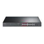 Jungikliai TP-Link  Switch||Desktop/pedestal|16x10Base-T / 100Base-TX|2x10/100/1000BASE-T/SFP combo|PoE+ ports 16|192 Watts|TL-SL1218MP 