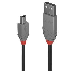 Kabelis LINDY  CABLE USB2 A TO MINI-B 5M/ANTHRA 36725 