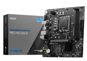 Intel protsessori emaplaat MSI  Mainboard||Intel H610|LGA1700|Micro-ATX|Memory DDR5|Memory slots 2|1xPCI-Express 1x|1xPCI-Express 16x|1xM.2|1x15pin D-sub|1xHDMI|4xUSB 2.0|2xUSB 3.2|1xPS/2|1xRJ45|3xAudio port|PROH610M-E 