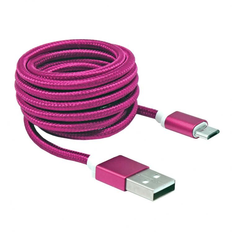 Įkrovikliai ir kabeliai Sbox USB->Micro USB M/M 1.5m USB-10315P pitaya pink