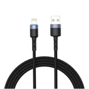 Kabelis Tellur  Data cable USB to Lightning LED, Nylon Braided, 1.2m black 