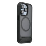 Back panel cover Evelatus Apple iPhone 15 Pro Max Rubber Coated MagSafe With Stand Case Black