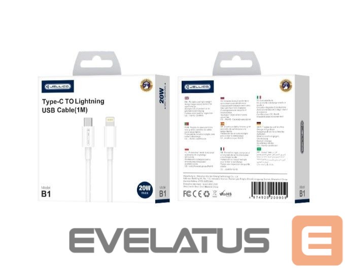 Kaabel Jellico B1 Durable-Soft iPhone & iPad USB-C to Lightning Data & Fast PD 20W Charger Cable 1m White