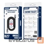 Kabelis Jellico  B27 Woven Cotton iPhone & iPad USB-C to Lightning Data & Fast PD 30W Charger Cable 1m Black