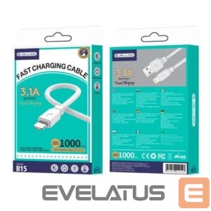 Kaabel Jellico  B15 Durable-Soft iPhone & iPad Lightning to USB Data & Fast 3.1A Charger Cable 1m White