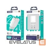 Adapteriai Jellico  EU02 12W 2x USB 2.4A Plug Fast Adaptive Charger Universal for all Mobile Devices White
