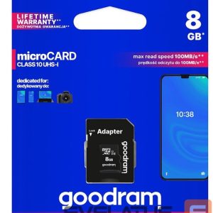 Memory cards Goodram  micro sd memory card - 8GB with adapter Black