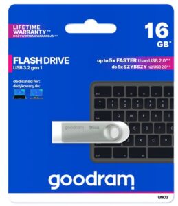 Zibatmiņa Goodram  UNO3 Pendrive - 16GB USB 3.2 gen 1 Silver