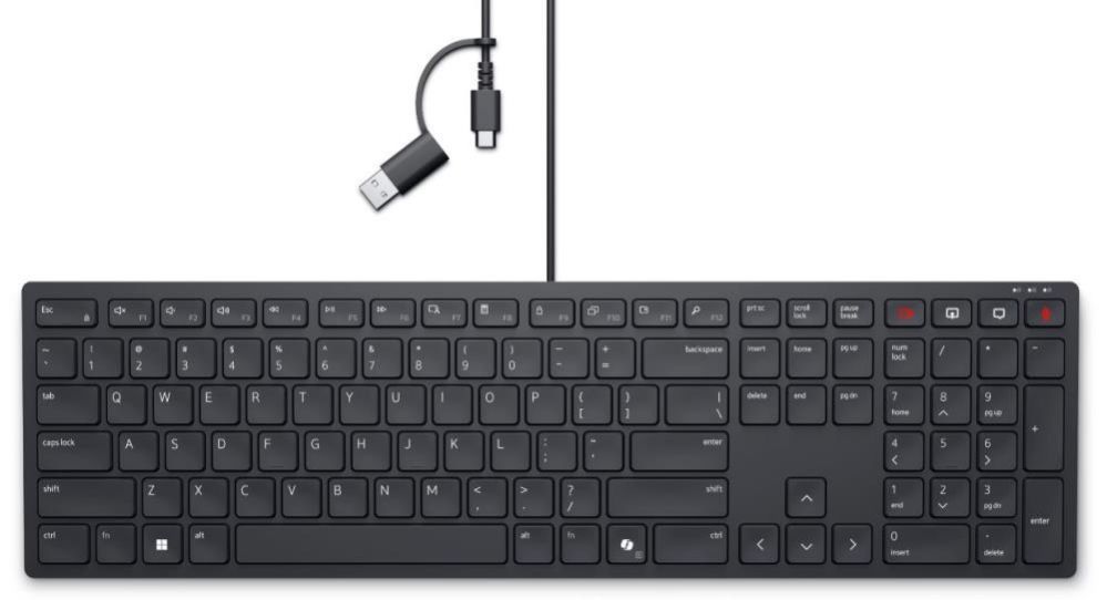 Computer keyboard Dell | Collaboration Keyboard | KB525C | Keyboard | Wired | Russian (QWERTY) | Black | USB-C