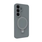 Back panel cover Evelatus Samsung Galaxy S25 Premium Magnetic with Stand Soft Touch Silicone Case Silver