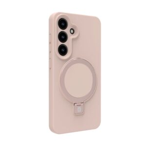 Nugarėlės dėklai Evelatus Samsung Galaxy S25 Premium Magnetic with Stand Soft Touch Silicone Case Pink Sand