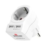 Adapteris Skross  In-line socket + USB White