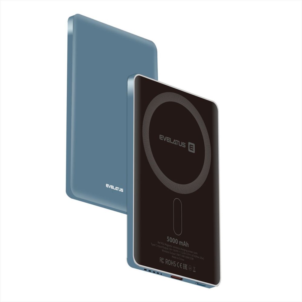 Väline aku Evelatus Evelatus PD20W 5000mAh Power Bank MagLink Elite With Wireless charging EVEP02PBMEB Blue