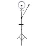 Ring Holder iLike  S14 LED Selfie 36cm Ring Light Lamp + Tripod Stand 2.1m + Shelf & 3x phone / Mic Holder Black
