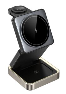 Bezvadu lādētājs Acefast  E20 desktop 3-in-1 wireless charging holder Black