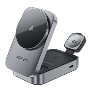 Bezvadu lādētājs Acefast  E22 Desktop 3-in-1 Wireless Chargingholder Metal Grey