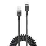Kaabel Acefast  C14-04 USB-A - USB-C Cable Spring 480Mb/s 3A 1.2m spring charging data cable Black