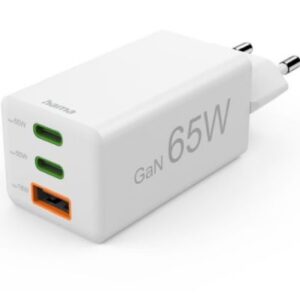 Adapter Hama  Mini Euro Plug USB Travel Charger, 2x USB-C, 1x USB-A, 65W White