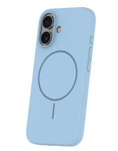 Aizmugurējais vāciņš iLike Apple iPhone 16 Soft Touch Silicone case With Magnetic Light Blue