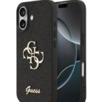 Nugarėlės dėklai Guess Apple iPhone 17 PU Fixed Glitter 4G Metal Logo Case Black