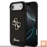 Back panel cover Guess Apple iPhone Air PU Fixed Glitter 4G Metal Logo Case Black