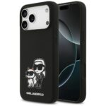 Back panel cover Karl Lagerfeld Apple IPhone 17 Pro Max Liquid Silicone Karl and Choupette Sketch MagSafe Case Black