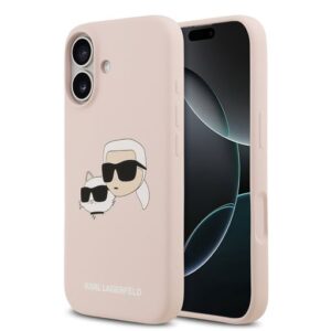 Aizmugurējais vāciņš Karl Lagerfeld Apple iPhone 17 Liquid Silicone Double Heads MagSafe Case Pink