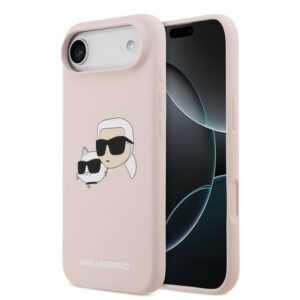 Aizmugurējais vāciņš Karl Lagerfeld Apple iPhone Air Liquid Silicone Double Heads MagSafe Case Pink