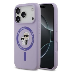 Nugarėlės dėklai Karl Lagerfeld Apple iPhone 17 Pro Liquid Silicone Karl and Choupette MagSafe Case Purple