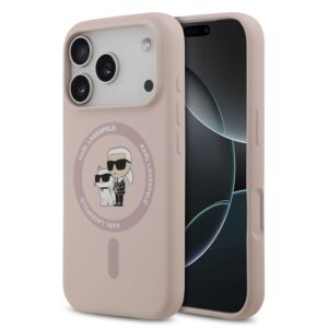 Aizmugurējais vāciņš Karl Lagerfeld Apple iPhone 17 Pro Liquid Silicone Karl and Choupette MagSafe Case Pink