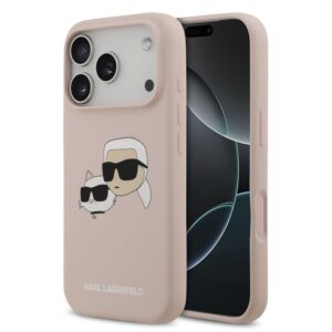 Aizmugurējais vāciņš Karl Lagerfeld Apple iPhone 17 Pro Liquid Silicone Double Heads MagSafe Case Pink