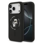 Tagakaaned Karl Lagerfeld Apple iPhone 17 Pro Liquid Silicone Karl and Choupette MagSafe Case Black