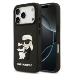 Tagakaaned Karl Lagerfeld Apple iPhone 17 Pro Silicone 3D Rubber Karl and Choupette Case Black