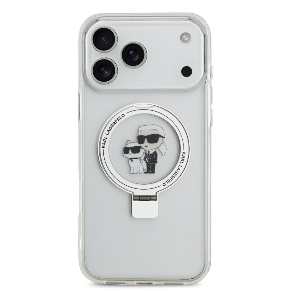 Back panel cover Karl Lagerfeld Apple iPhone 17 Pro Max Ringstand Karl and Choupette MagSafe Case Transparent