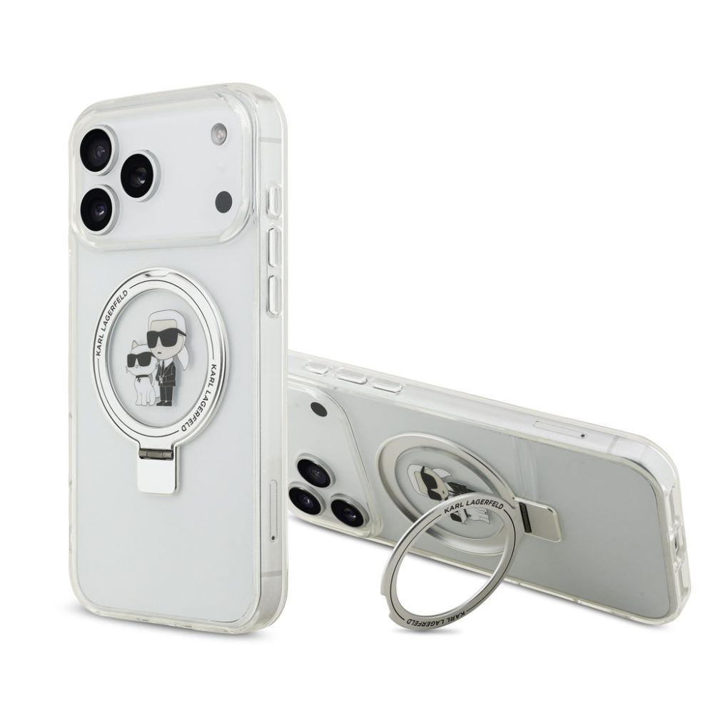 Back panel cover Karl Lagerfeld Apple iPhone 17 Pro Max Ringstand Karl and Choupette MagSafe Case Transparent