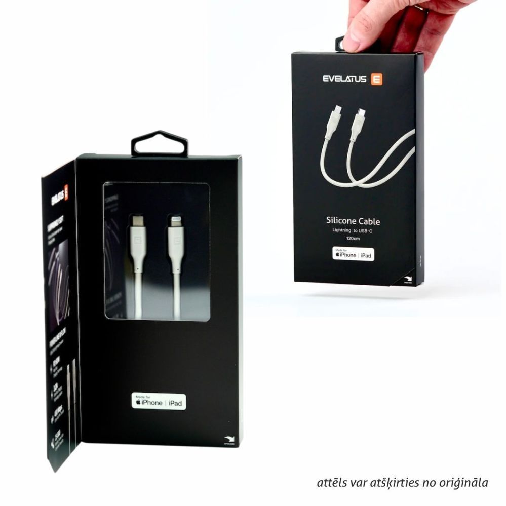 Cable Evelatus Evelatus USB C to Lightning Silicone Cable 1.2M (MFI10CL) 60W / 20V3A Blue