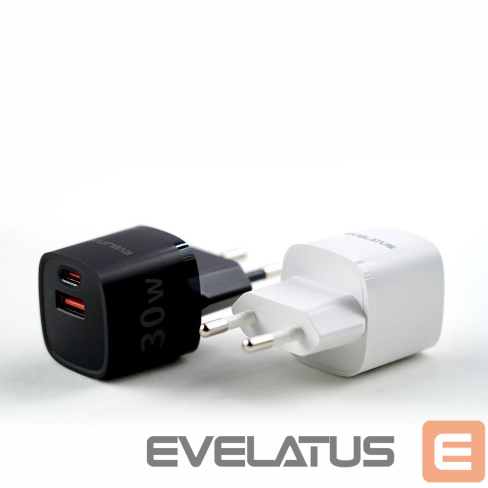 Адаптер Evelatus USB-A and USB-C 30W Max / EU charger White