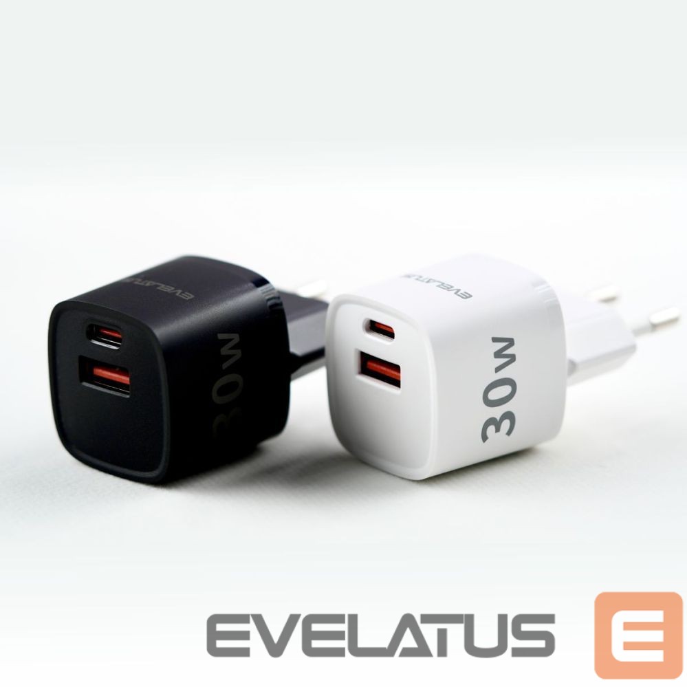 Адаптер Evelatus USB-A and USB-C 30W Max / EU charger White