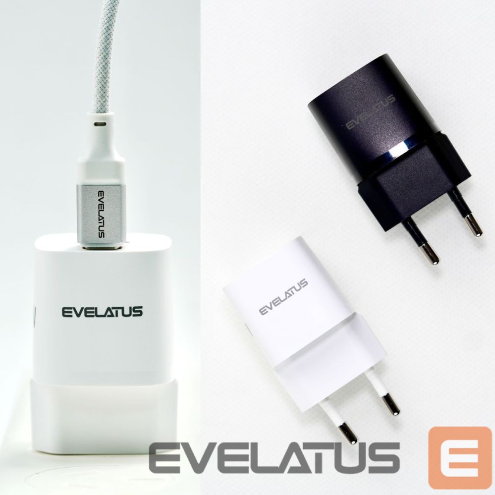 Адаптер Evelatus USB-A and USB-C 30W Max / EU charger White