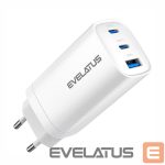 Adapter Evelatus  65W Max Fast Charger EU USB-C1/USB-C1/USB-A White