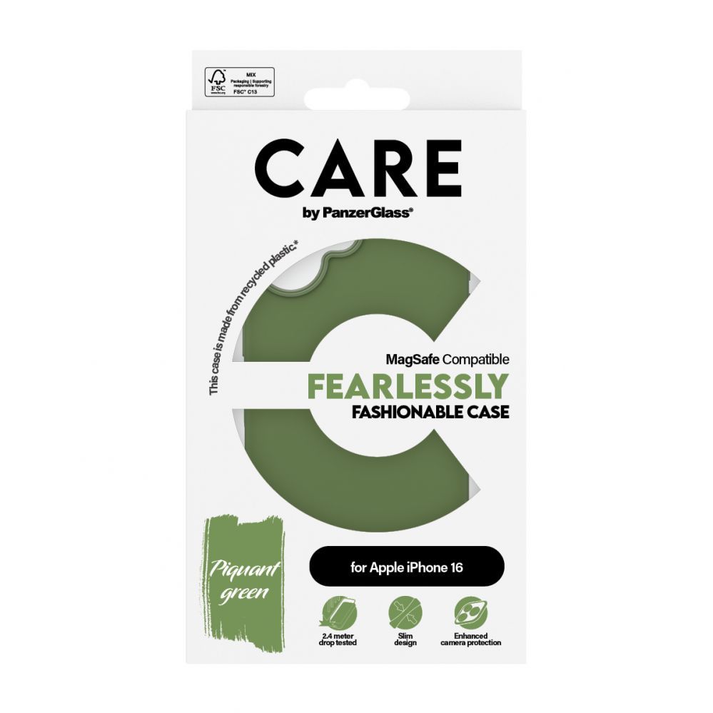 Cits mobilo telefonu aksesuārs Panzer Glass CARE by PanzerGlass Fashion Case iPhone 16 6.1" green/green MagSafe 1385