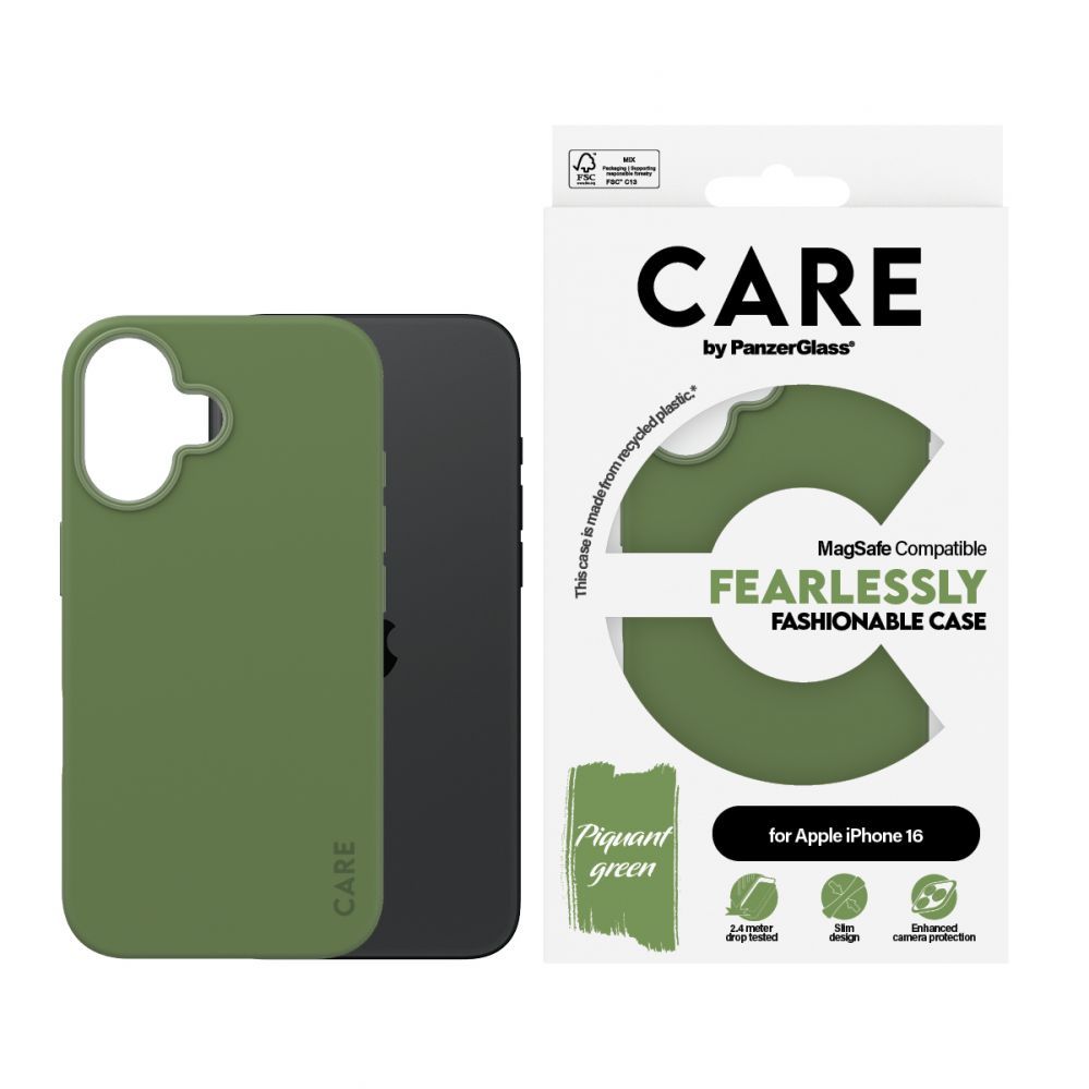 Cits mobilo telefonu aksesuārs Panzer Glass CARE by PanzerGlass Fashion Case iPhone 16 6.1" green/green MagSafe 1385