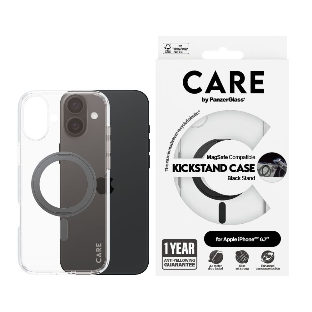 Other Phone Accessory Panzer Glass CARE by PanzerGlass Feature Kickstand Case iPhone 16 Plus 6.7" black/black MagSafe 1323