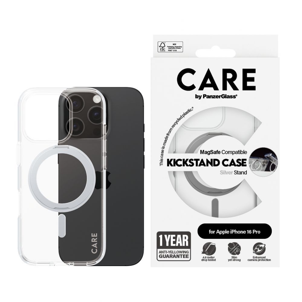 Other Phone Accessory Panzer Glass CARE by PanzerGlass Feature Kickstand Case iPhone 16 Pro 6.3" silver/silver MagSafe 1326
