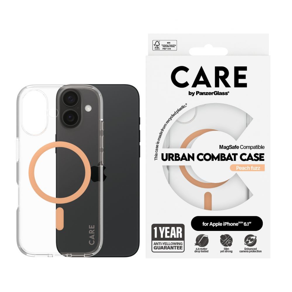 Other Phone Accessory Panzer Glass CARE by PanzerGlass Flagship Case iPhone 16 6.1" peach/peachy MagSafe 1373
