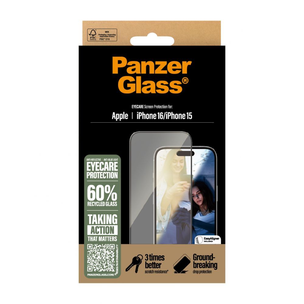 Cits mobilo telefonu aksesuārs Panzer Glass PanzerGlass EyeCare Screen Protector iPhone 16 6.1" Ultra-Wide Fit 2865
