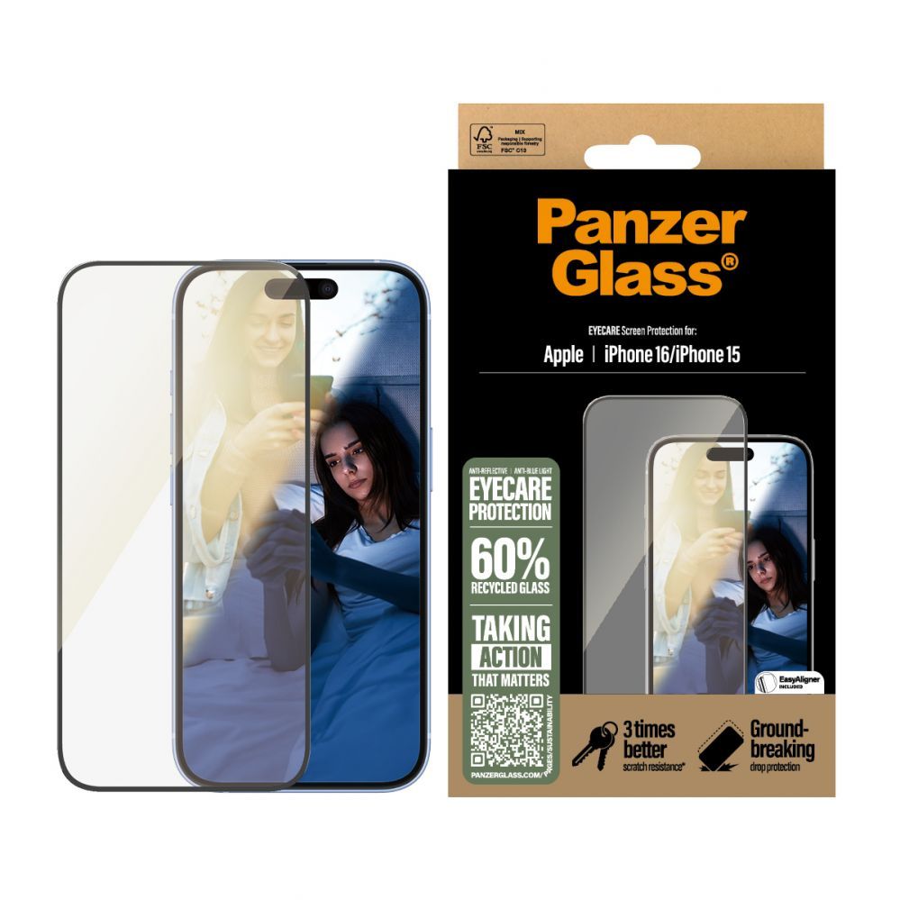 Cits mobilo telefonu aksesuārs Panzer Glass PanzerGlass EyeCare Screen Protector iPhone 16 6.1" Ultra-Wide Fit 2865