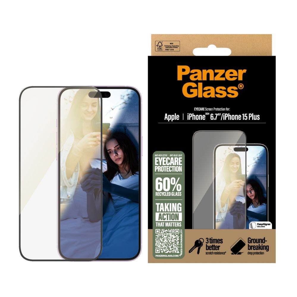 Cits mobilo telefonu aksesuārs Panzer Glass PanzerGlass EyeCare Screen Protector iPhone 16 Plus 6.7" Ultra-Wide Fit 2867