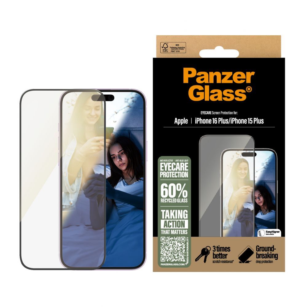 Cits mobilo telefonu aksesuārs Panzer Glass PanzerGlass EyeCare Screen Protector iPhone 16 Plus 6.7" Ultra-Wide Fit 2867